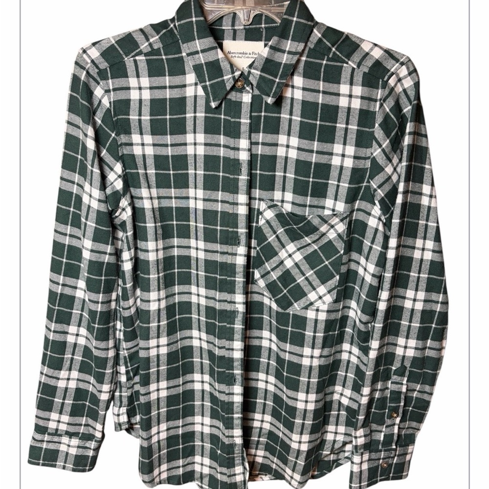 Abercrombie & Fitch Green and White Checkered Shirt